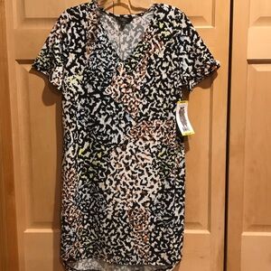 New Christian Siriano Black and White Abstract Print Dress